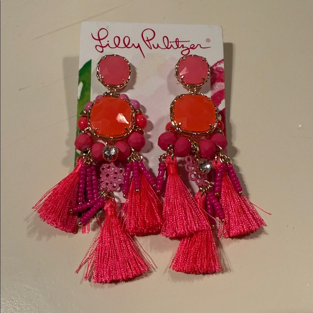 Lilly Pulitzer Pink and Orange Statement Earrings